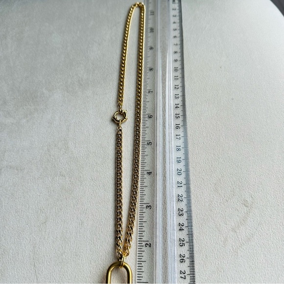 Louis Vuitton Lock Necklace Stainless Steel Curb Chain Gold Tone - Picture 10 of 15